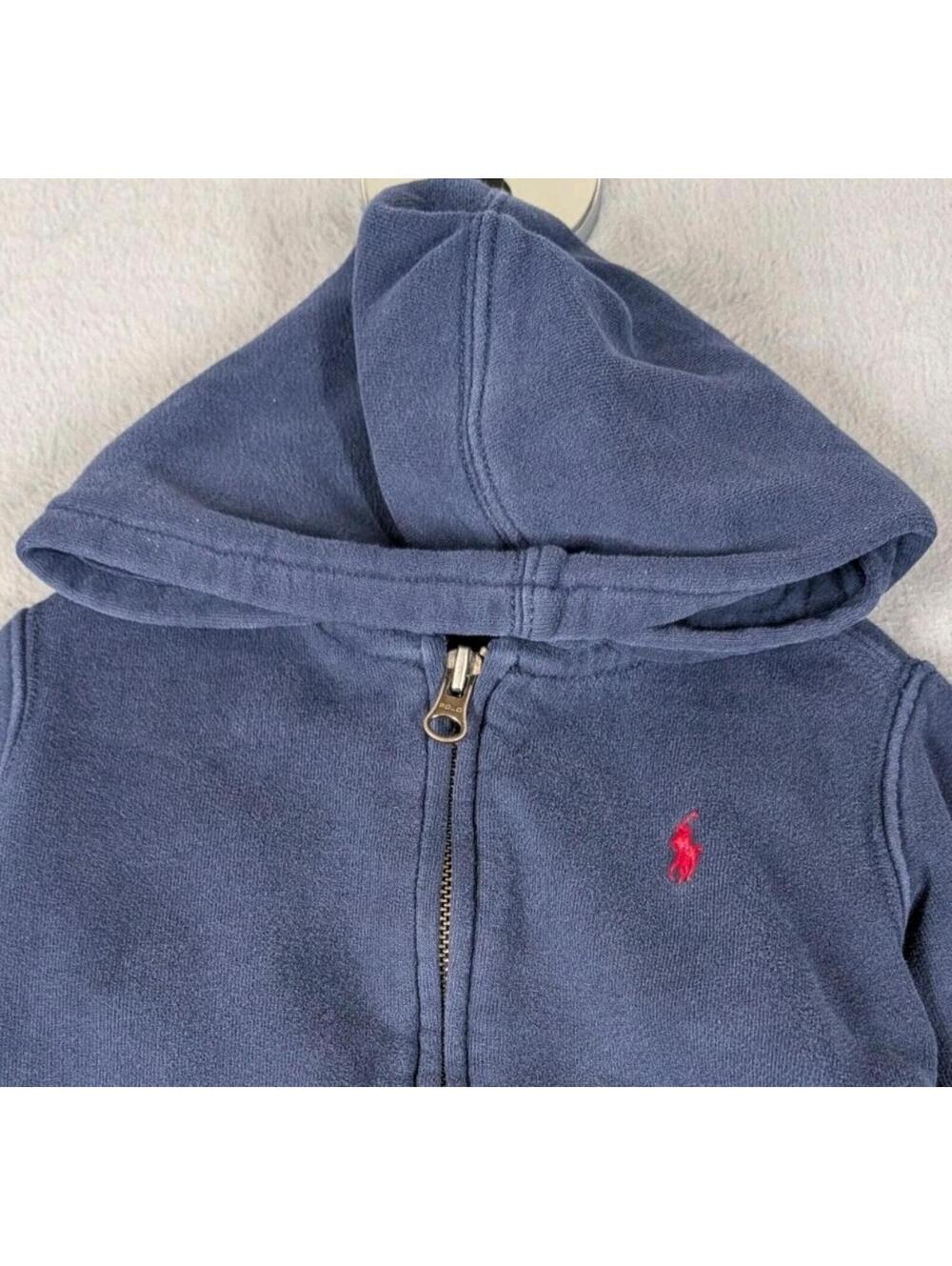 Polo Ralph Lauren Toddler 18M Blue Zip Hoodie Pony Logo Fleece Sweatshirt Cozy